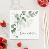 Elegante Eucalyptus Hand Lettering Bruiloft Servet (Insitu)