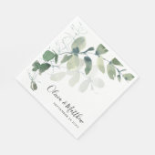 Elegante Eucalyptus Hand Lettering Bruiloft Servet (Hoek)