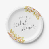 Elegante Eucalyptus Herfst Bloemrijke Bruidsdouche Papieren Bordje (Voorkant)