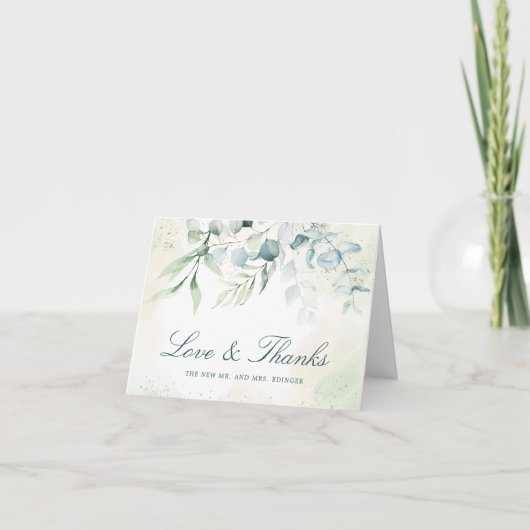 Elegante Eucalyptus Huwelijk Bedankkaart (Voorkant)