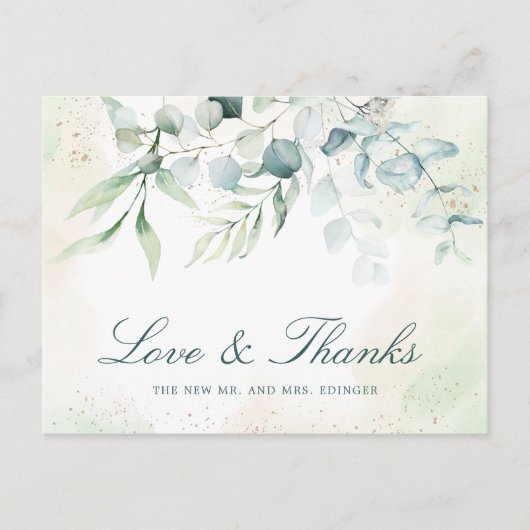 Elegante Eucalyptus Huwelijk Briefkaart (Voorkant)