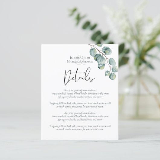 Elegante Eucalyptus Huwelijksdetails Bijlage (Staand voorkant)