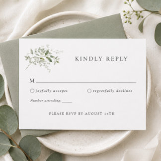 Elegante Eucalyptus Huwelijksreactiekaart Informatiekaartje