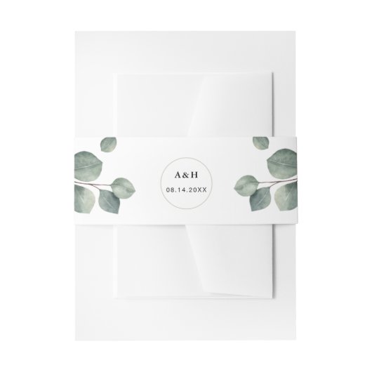 Elegante Eucalyptus Invitation Belly Band Uitnodigingen Wikkel (Voorkant Voorbeeld)