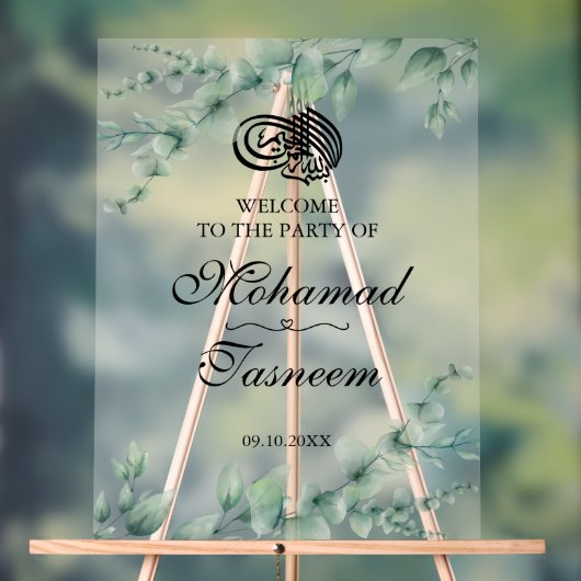 Elegante Eucalyptus Islamitische Arabische Partij Acryl Bord (Neutraal)