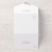 Elegante eucalyptus kalligrafie bruiloft all in one uitnodiging (Buitenkant)