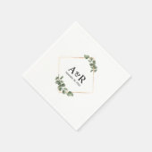 Elegante Eucalyptus Koppel Initiaal Bruiloft Servet (Hoek)