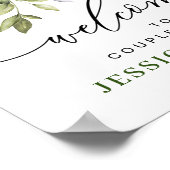 Elegante Eucalyptus KOPPEL TROUWFEest Welkomstbord Poster (Hoek)