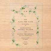 Elegante eucalyptus krans monogram Save the date Acryl Uitnodigingen (Voorkant)