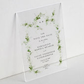 Elegante eucalyptus krans monogram Save the date Acryl Uitnodigingen