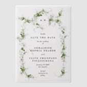 Elegante eucalyptus krans monogram Save the date Vellum Uitnodigingen (Voorkant)