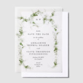 Elegante eucalyptus krans monogram Save the date Vellum Uitnodigingen (Offset)