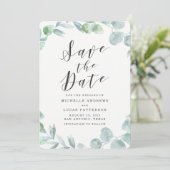 Elegante Eucalyptus Krans Save the Date Kaart (Staand voorkant)