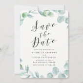 Elegante Eucalyptus Krans Save the Date Kaart (Voorkant)