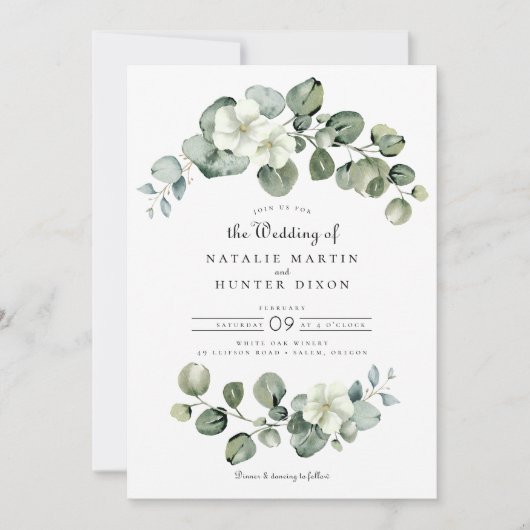 Elegante Eucalyptus laat boog groen bruiloft Kaart (Voorkant)