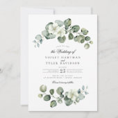 Elegante Eucalyptus laat boog groen bruiloft Kaart (Voorkant)