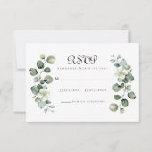 Elegante Eucalyptus laat boog groen bruiloft RSVP Kaartje (Voorkant)