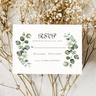 Elegante Eucalyptus laat boog groen bruiloft RSVP Kaartje