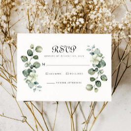 Elegante Eucalyptus laat boog groen bruiloft RSVP Kaartje