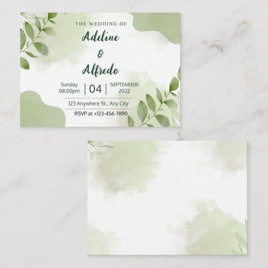 Elegante Eucalyptus laat bruiloft uitnodiging (Voorkant / Achterkant)