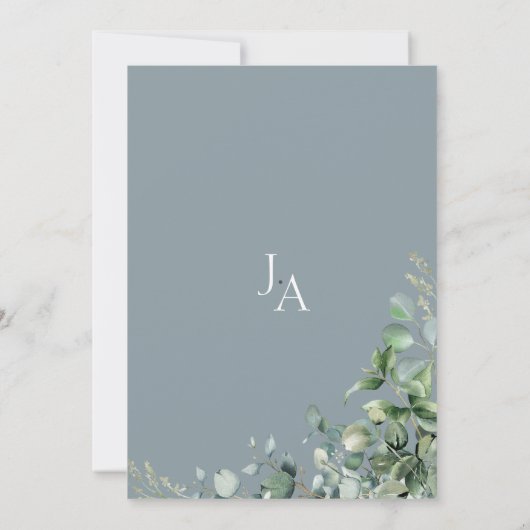 Elegante Eucalyptus laat groen gebladerte bruiloft Kaart (Achterkant)