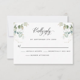 Elegante Eucalyptus laat groen RSVP-kaart RSVP Kaartje