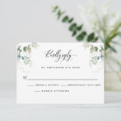 Elegante Eucalyptus laat groen RSVP-kaart RSVP Kaartje (Staand voorkant)