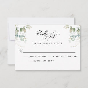 Elegante Eucalyptus laat groen RSVP-kaart RSVP Kaartje
