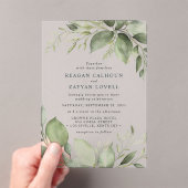 Elegante Eucalyptus laat moderne bruiloft Acryl Uitnodigingen (Insitu (Draagbaar))