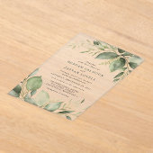 Elegante Eucalyptus laat moderne bruiloft Acryl Uitnodigingen (Laagn)