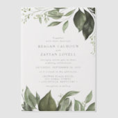 Elegante Eucalyptus laat moderne bruiloft Vellum Uitnodigingen (Voorkant)