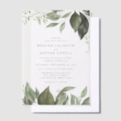 Elegante Eucalyptus laat moderne bruiloft Vellum Uitnodigingen (Offset)