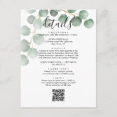 Elegante Eucalyptus laat QR-code bruiloft details Informatiekaartje (Voorkant)