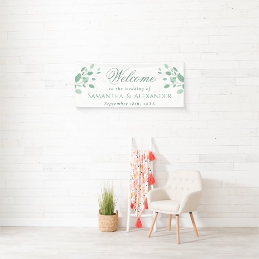 Elegante Eucalyptus laat welkome bruiloft Spandoek (Insitu)