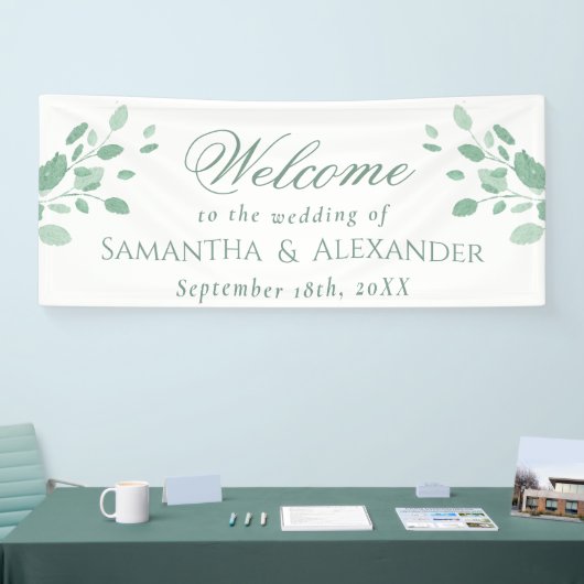 Elegante Eucalyptus laat welkome bruiloft Spandoek (Beurs)