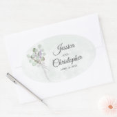 Elegante Eucalyptus & Lavendel Boeket Bruiloft Ovale Sticker (Envelop)
