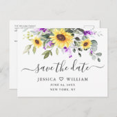 Elegante Eucalyptus Lavendel Bruiloft Save the Dat Briefkaart (Voorkant / Achterkant)