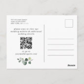 Elegante Eucalyptus Lavendel Bruiloft Save the Dat Briefkaart (Achterkant)