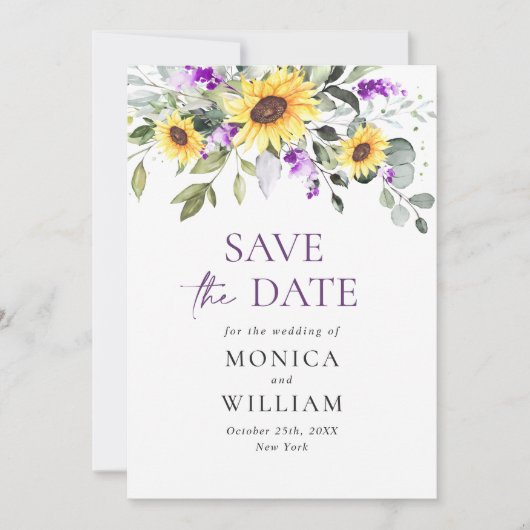 Elegante Eucalyptus Lavendel Bruiloft Save The Date (Voorkant)