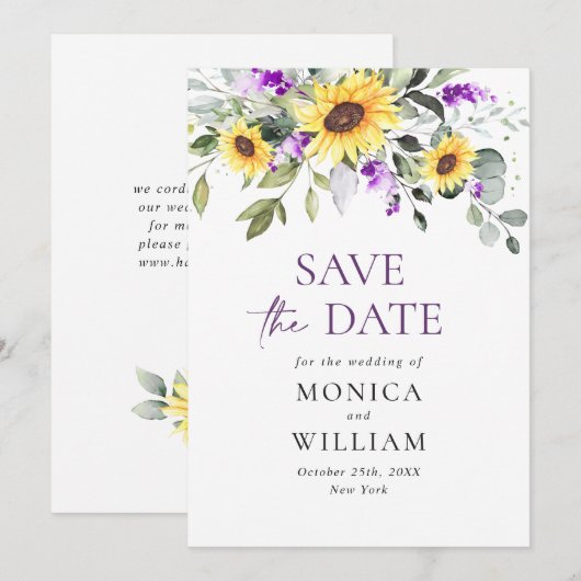 Elegante Eucalyptus Lavendel Bruiloft Save The Date (Voorkant / Achterkant)