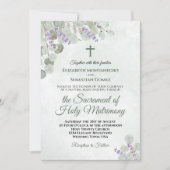 Elegante Eucalyptus & Lavendel Katholieke bruiloft Kaart (Voorkant)