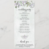 Elegante Eucalyptus & Lavendel Waterverf Bruiloft Programmakaart (Achterkant)