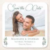 Elegante Eucalyptus Leaf Foto Sla de datum op Kartonnen Onderzetters (Voorkant)