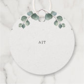 Elegante Eucalyptus Liefde & Bedankt Monogram Bedankjes Labels (Achterkant)