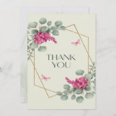 Elegante Eucalyptus & Lila Custom bruiloft Bedankkaart (Voorkant / Achterkant)