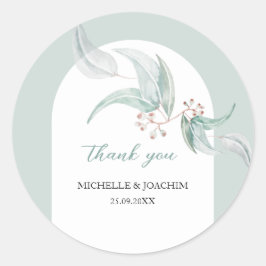 Elegante eucalyptus met bloemen Waterverf kunst Ronde Sticker