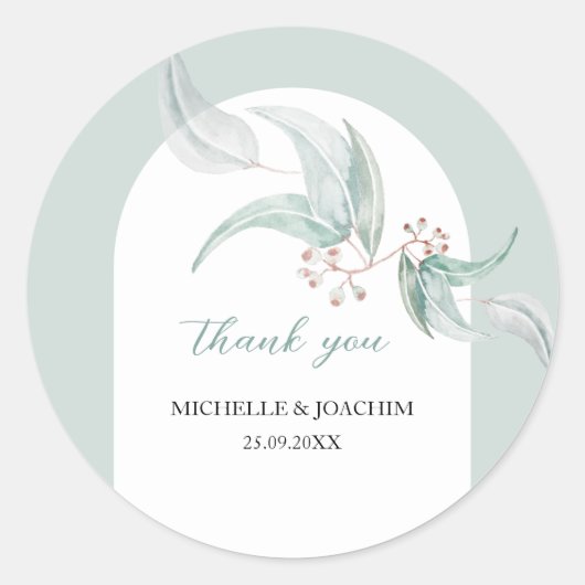 Elegante eucalyptus met bloemen Waterverf kunst Ronde Sticker (Voorkant)