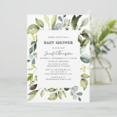Elegante eucalyptus met groen Baby shower Kaart (Staand voorkant)