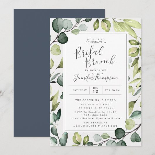 Elegante eucalyptus met groen Vrijgezellenfeest Kaart (Voorkant / Achterkant)