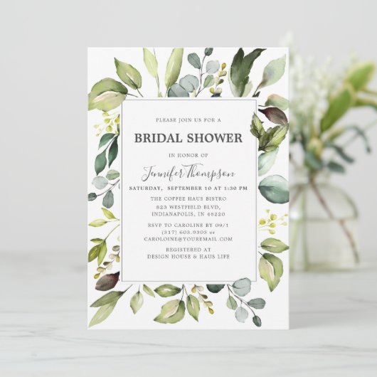 Elegante eucalyptus met groen Vrijgezellenfeest Kaart (Staand voorkant)